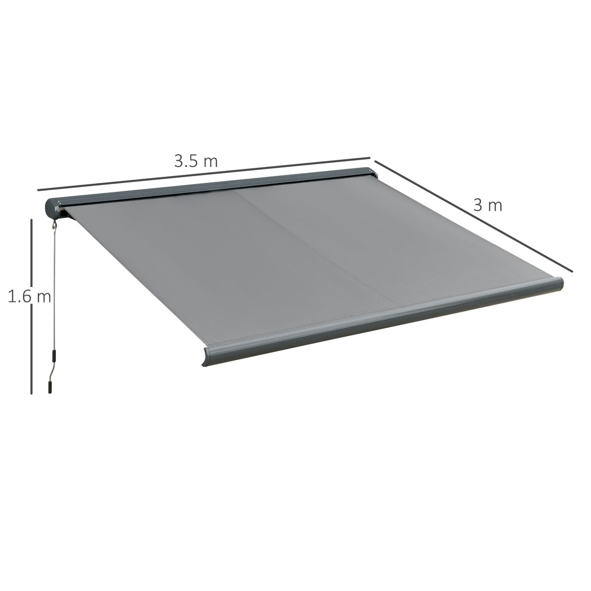 Polyester Electric Retractable Awning With LED Light 350cm Wide x 300cm Depth - Velmora
