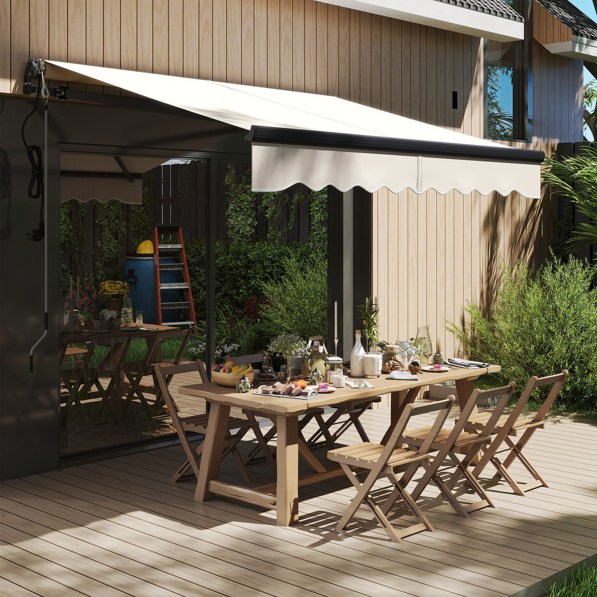 Polyester Electric Retractable Awning With Remote Controller 250cm Wide x 200cm Depth - Velmora