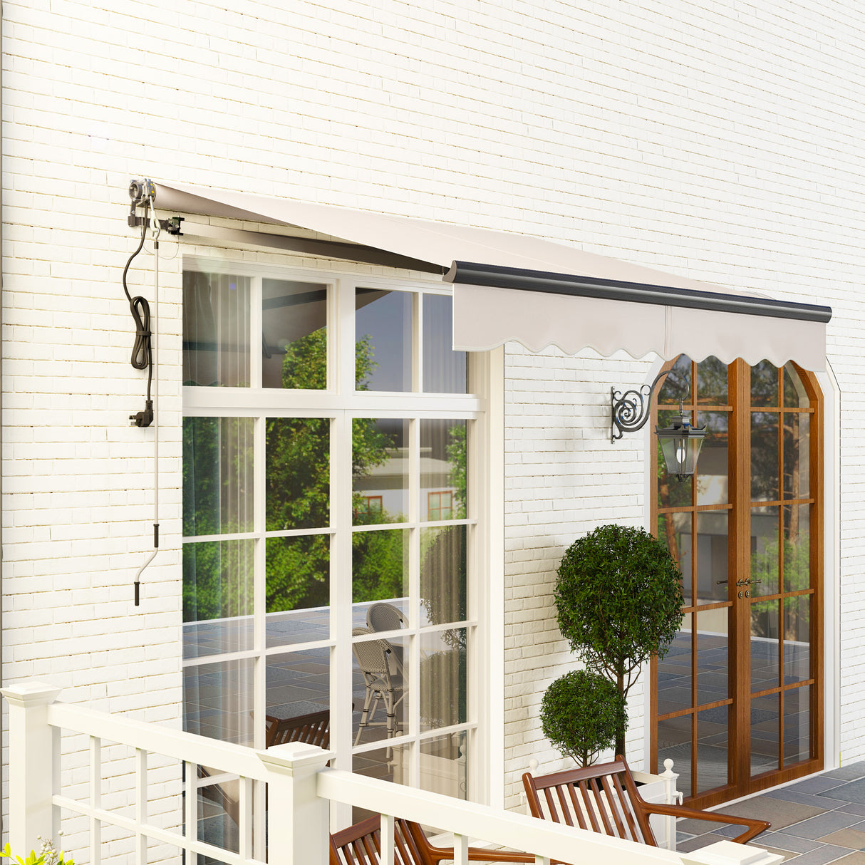 Polyester Electric Retractable Awning With Remote Controller 250cm Wide x 200cm Depth - Velmora