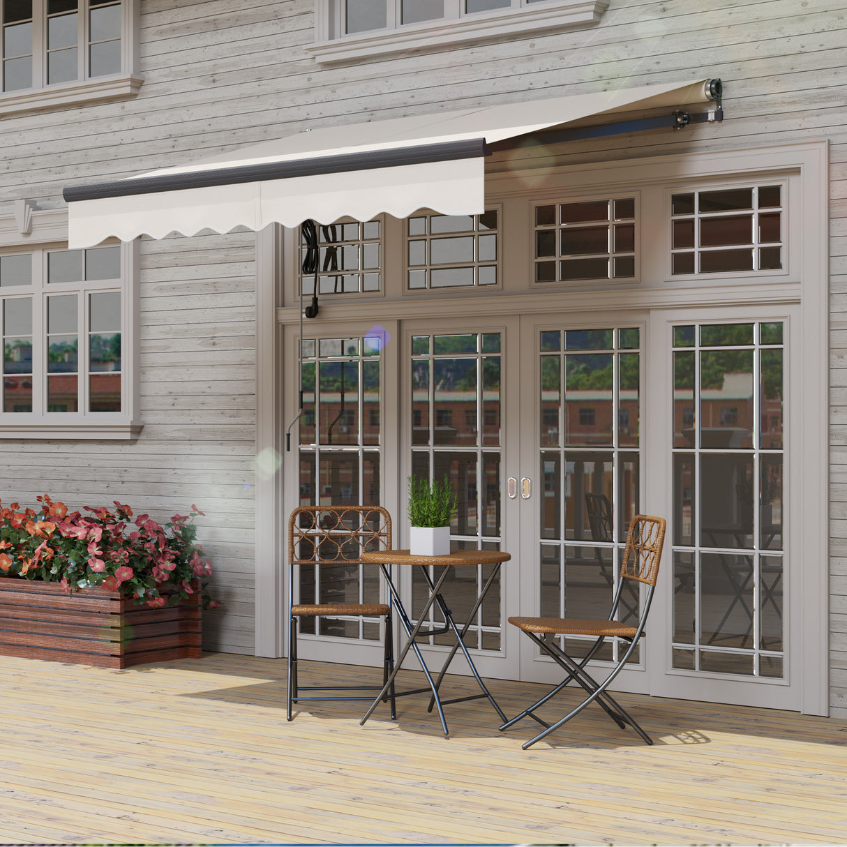 Polyester Electric Retractable Awning With Remote Controller 250cm Wide x 200cm Depth - Velmora