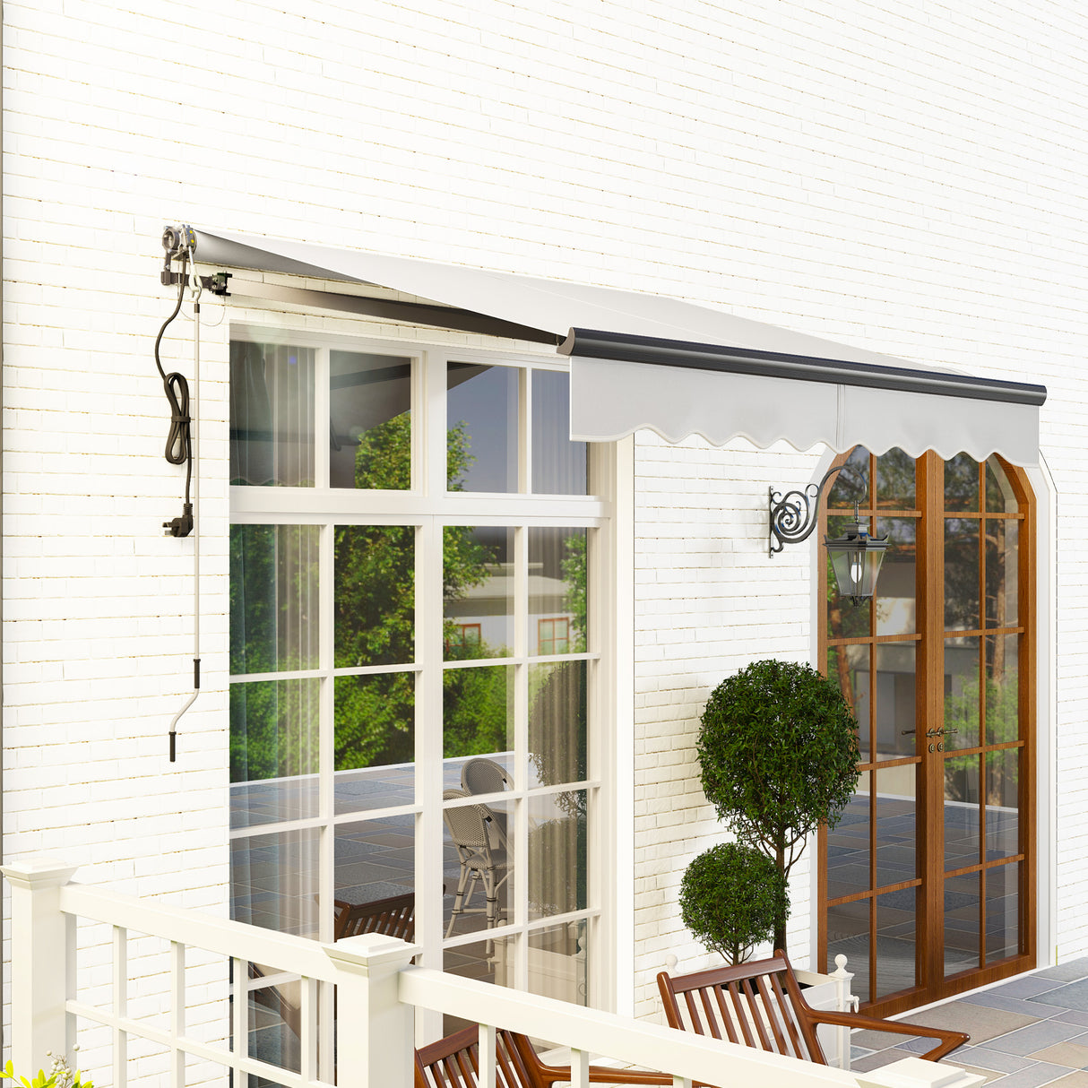 Polyester Electric Retractable Awning With Remote Controller 250cm Wide x 200cm Depth - Velmora