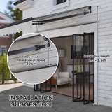 Polyester Electric Retractable Awning With Remote Controller 250cm Wide x 200cm Depth - Velmora