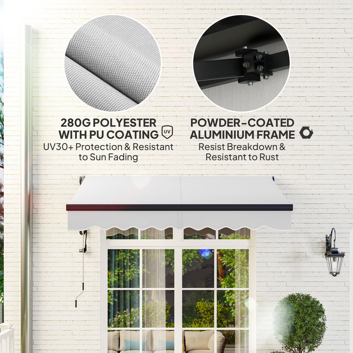 Polyester Electric Retractable Awning With Remote Controller 250cm Wide x 200cm Depth - Velmora