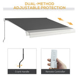 Polyester Electric Retractable Awning With Remote Controller 395cm Wide x 300cm Depth - Velmora