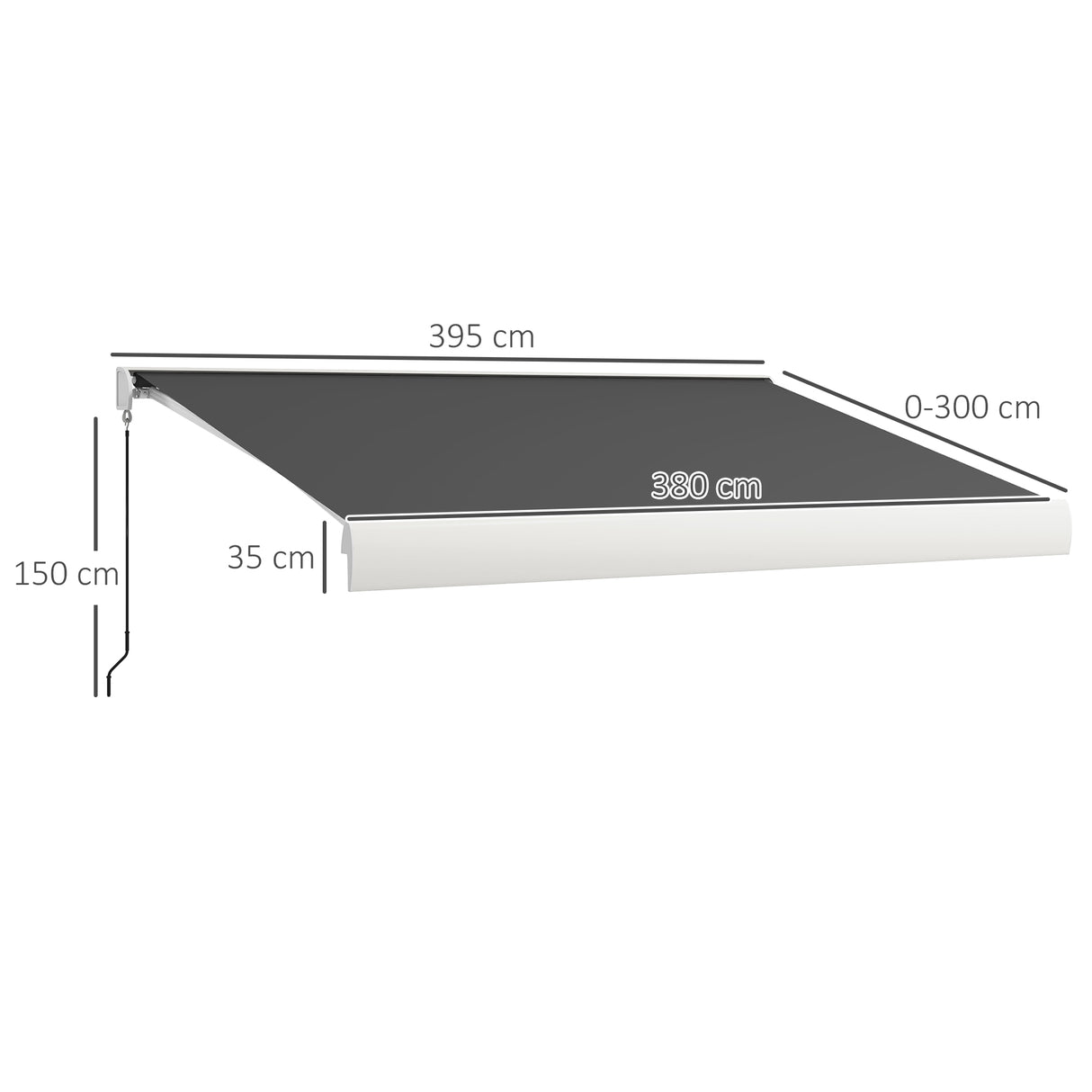 Polyester Electric Retractable Awning With Remote Controller 395cm Wide x 300cm Depth - Velmora