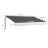 Polyester Electric Retractable Awning With Remote Controller 395cm Wide x 300cm Depth - Velmora