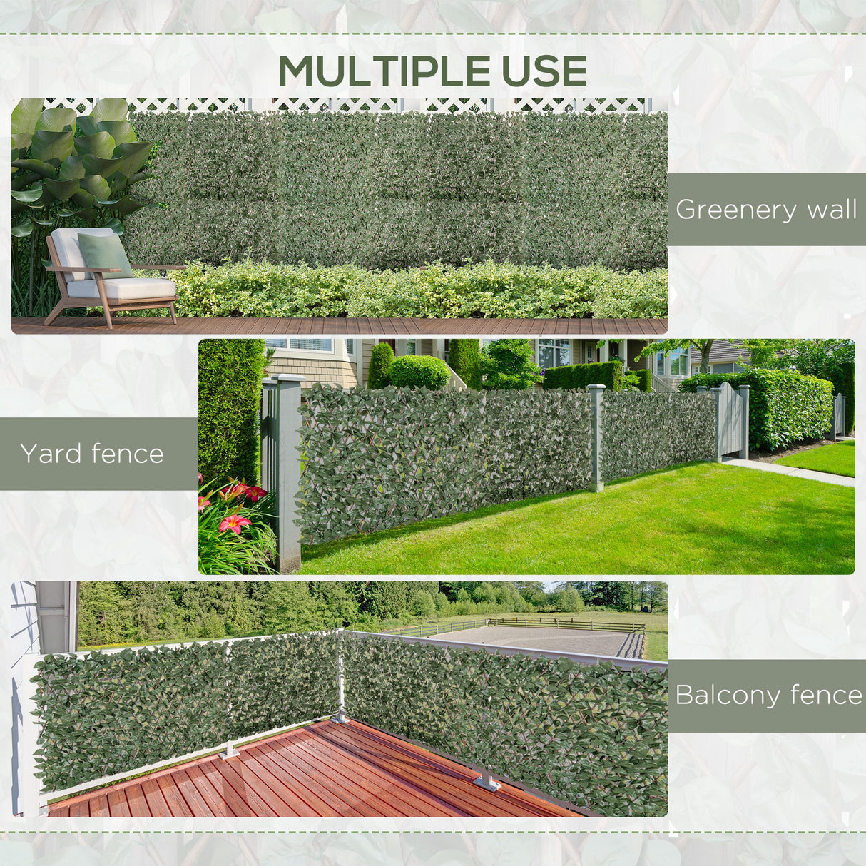 Polyester Expanding Garden Trellis Fence 200cm Wide in Set Of 4 - Velmora