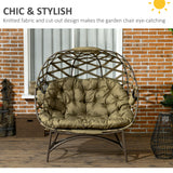 Polyester Fabric 2 Seater Folding Weave Egg Chair for Outdoor - Velmora