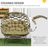 Polyester Fabric 2 Seater Folding Weave Egg Chair for Outdoor - Velmora