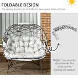 Polyester Fabric 2 Seater Folding Weave Egg Chair for Outdoor - Velmora