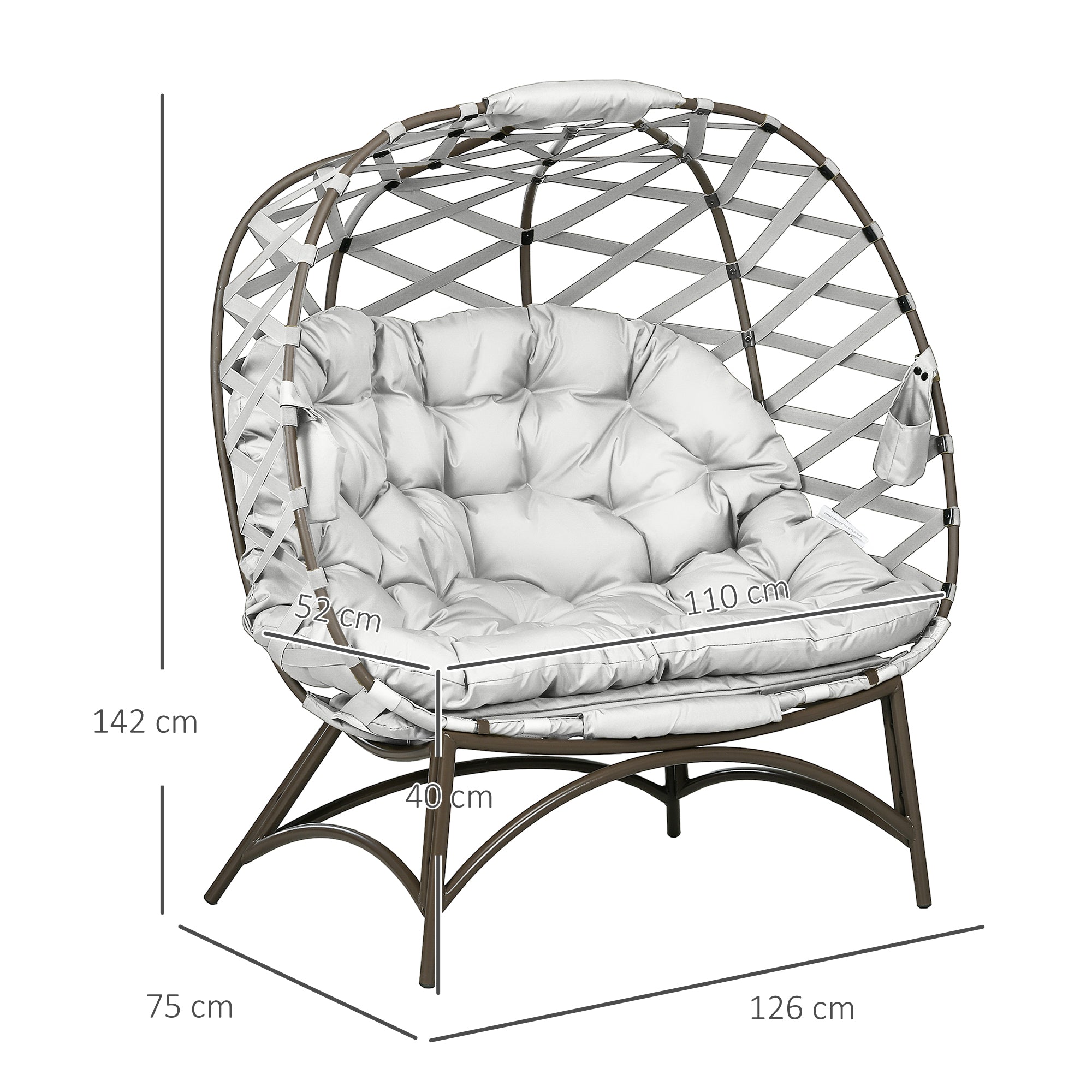 Polyester Fabric 2 Seater Folding Weave Egg Chair for Outdoor - Velmora