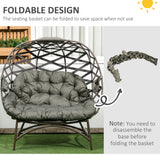 Polyester Fabric 2 Seater Folding Weave Egg Chair for Outdoor - Velmora