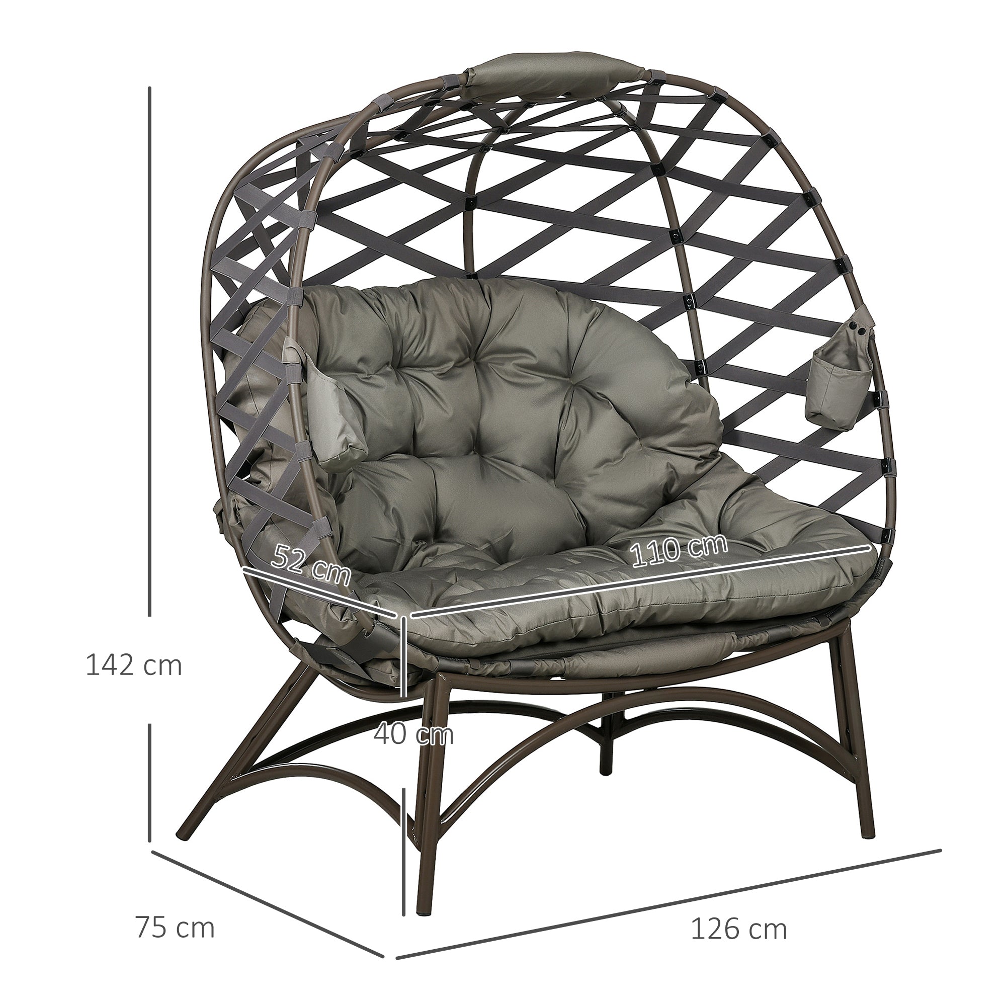Polyester Fabric 2 Seater Folding Weave Egg Chair for Outdoor - Velmora