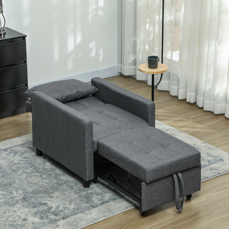 Polyester Fabric 1 Seater Sofa Bed 69cm Wide With 1 Pillow - Velmora
