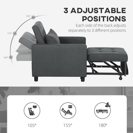 Polyester Fabric 1 Seater Sofa Bed 69cm Wide With 1 Pillow - Velmora