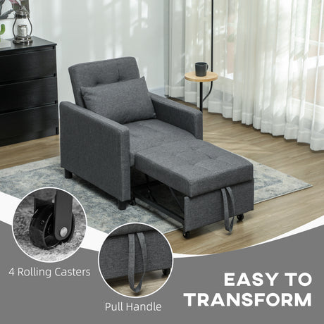 Polyester Fabric 1 Seater Sofa Bed 69cm Wide With 1 Pillow - Velmora