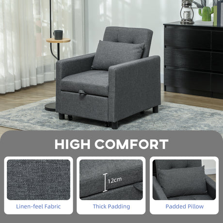 Polyester Fabric 1 Seater Sofa Bed 69cm Wide With 1 Pillow - Velmora