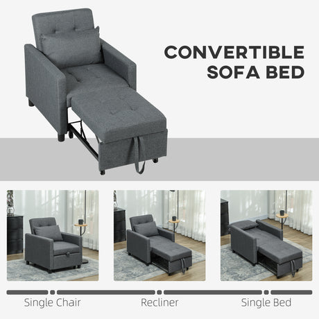 Polyester Fabric 1 Seater Sofa Bed 69cm Wide With 1 Pillow - Velmora