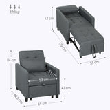 Polyester Fabric 1 Seater Sofa Bed 69cm Wide With 1 Pillow - Velmora