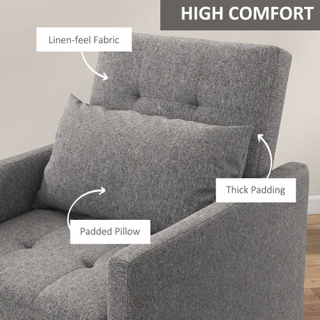 Polyester Fabric 1 Seater Sofa Bed 69cm Wide With 1 Pillow - Velmora