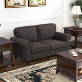 Polyester Fabric 2 Seater Sofa 156cm Wide With Wooden Legs - Velmora