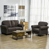 Polyester Fabric 2 Seater Sofa 156cm Wide With Wooden Legs - Velmora