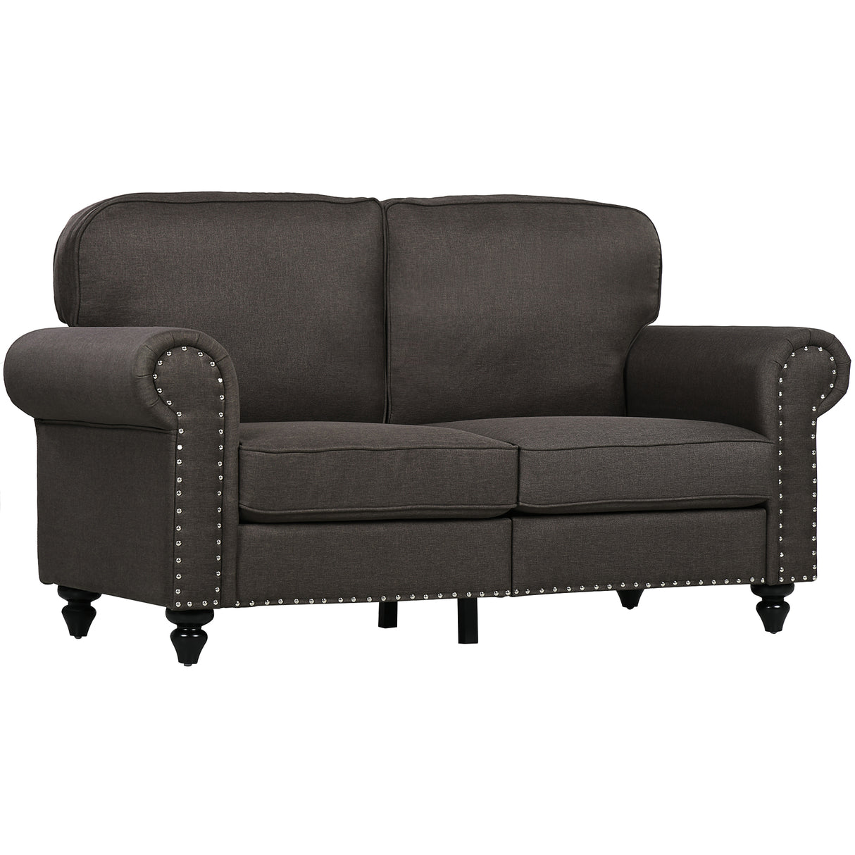 Polyester Fabric 2 Seater Sofa 156cm Wide With Wooden Legs - Velmora
