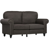 Polyester Fabric 2 Seater Sofa 156cm Wide With Wooden Legs - Velmora