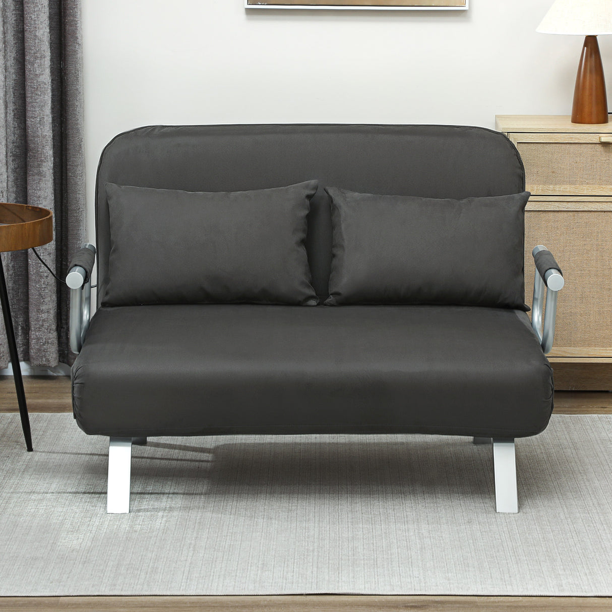 Polyester Fabric 2 Seater Sofa Bed 111cm Wide - Velmora