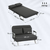Polyester Fabric 2 Seater Sofa Bed 111cm Wide - Velmora