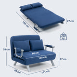 Polyester Fabric 2 Seater Sofa Bed 111cm Wide - Velmora