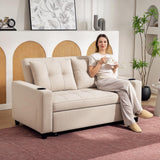 Polyester Fabric 2 Seater Sofa Bed 157cm Wide With 2 Pillows - Velmora