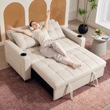 Polyester Fabric 2 Seater Sofa Bed 157cm Wide With 2 Pillows - Velmora