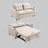 Polyester Fabric 2 Seater Sofa Bed 157cm Wide With 2 Pillows - Velmora