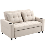 Polyester Fabric 2 Seater Sofa Bed 157cm Wide With 2 Pillows - Velmora
