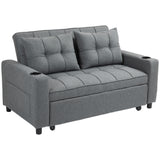 Polyester Fabric 2 Seater Sofa Bed 157cm Wide With 2 Pillows - Velmora
