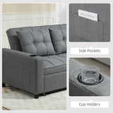 Polyester Fabric 2 Seater Sofa Bed 157cm Wide With 2 Pillows - Velmora