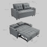 Polyester Fabric 2 Seater Sofa Bed 157cm Wide With 2 Pillows - Velmora