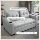 Polyester Fabric 2 Seater Sofa Bed 157cm Wide With 2 Pillows - Velmora