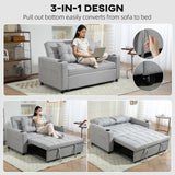 Polyester Fabric 2 Seater Sofa Bed 157cm Wide With 2 Pillows - Velmora