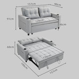 Polyester Fabric 2 Seater Sofa Bed 157cm Wide With 2 Pillows - Velmora