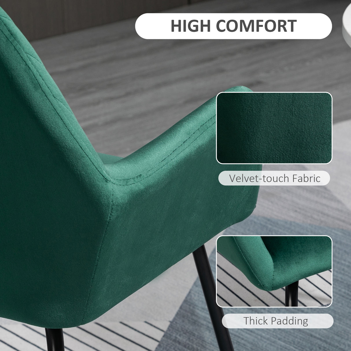 Polyester Fabric Accent Chair 60cm Wide With Metal Base - Velmora