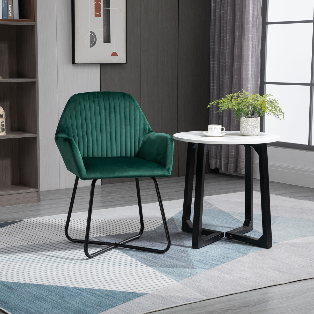 Polyester Fabric Accent Chair 60cm Wide With Metal Base - Velmora