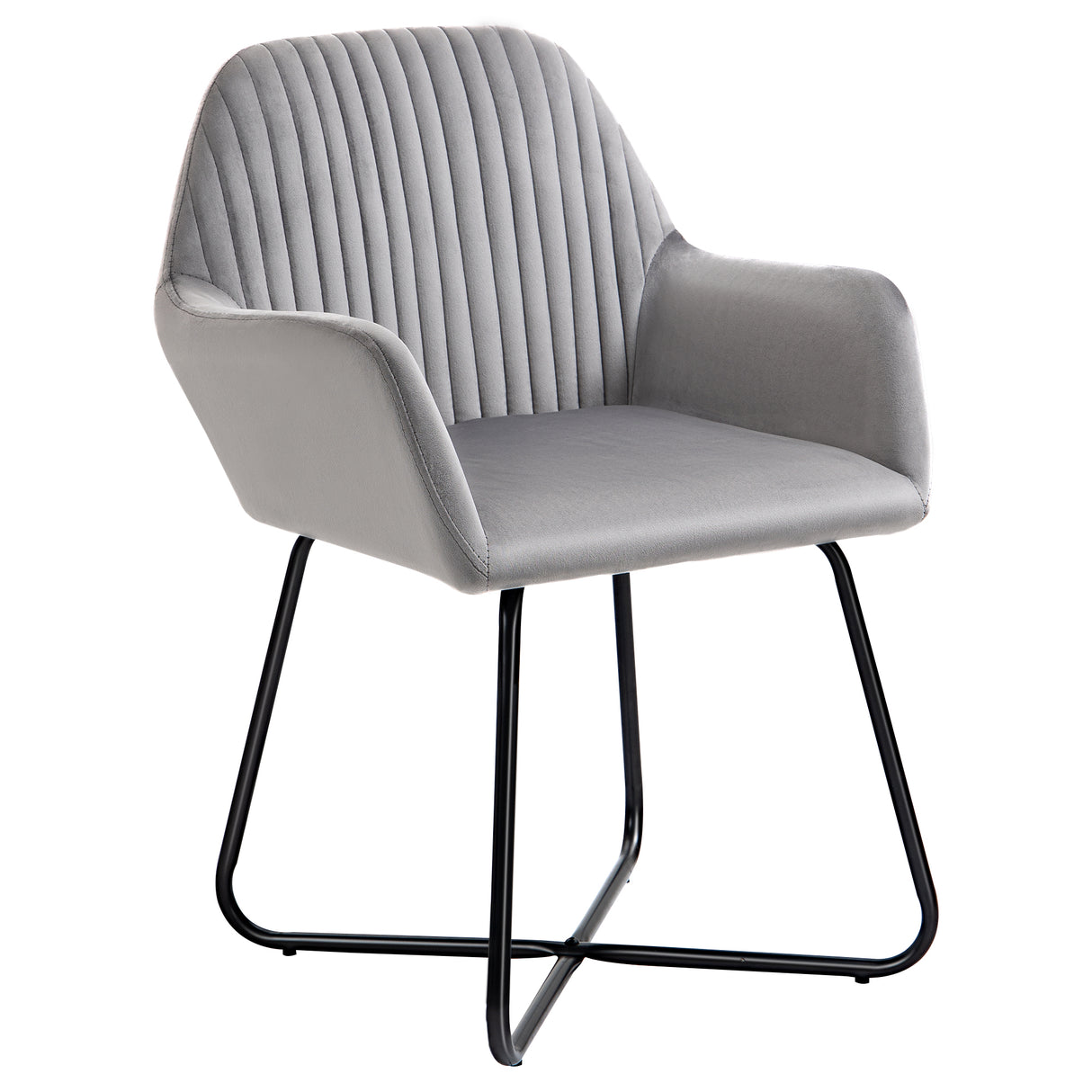 Polyester Fabric Accent Chair 60cm Wide With Metal Base - Velmora