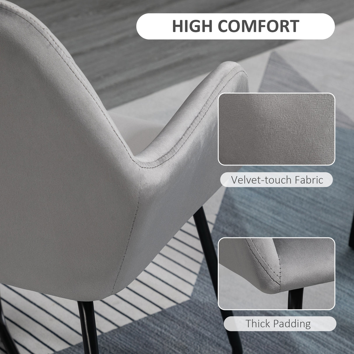 Polyester Fabric Accent Chair 60cm Wide With Metal Base - Velmora