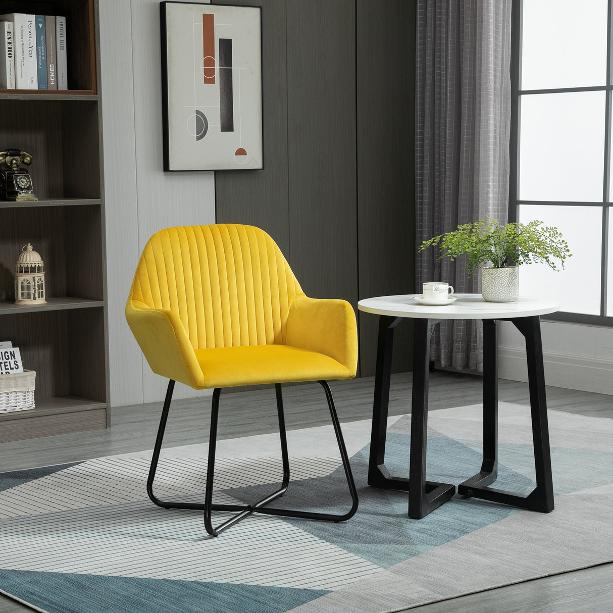 Polyester Fabric Accent Chair 60cm Wide With Metal Base - Velmora