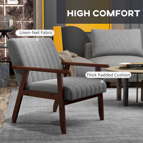 Polyester Fabric Accent Chair 64cm Wide With Wooden Frame - Velmora
