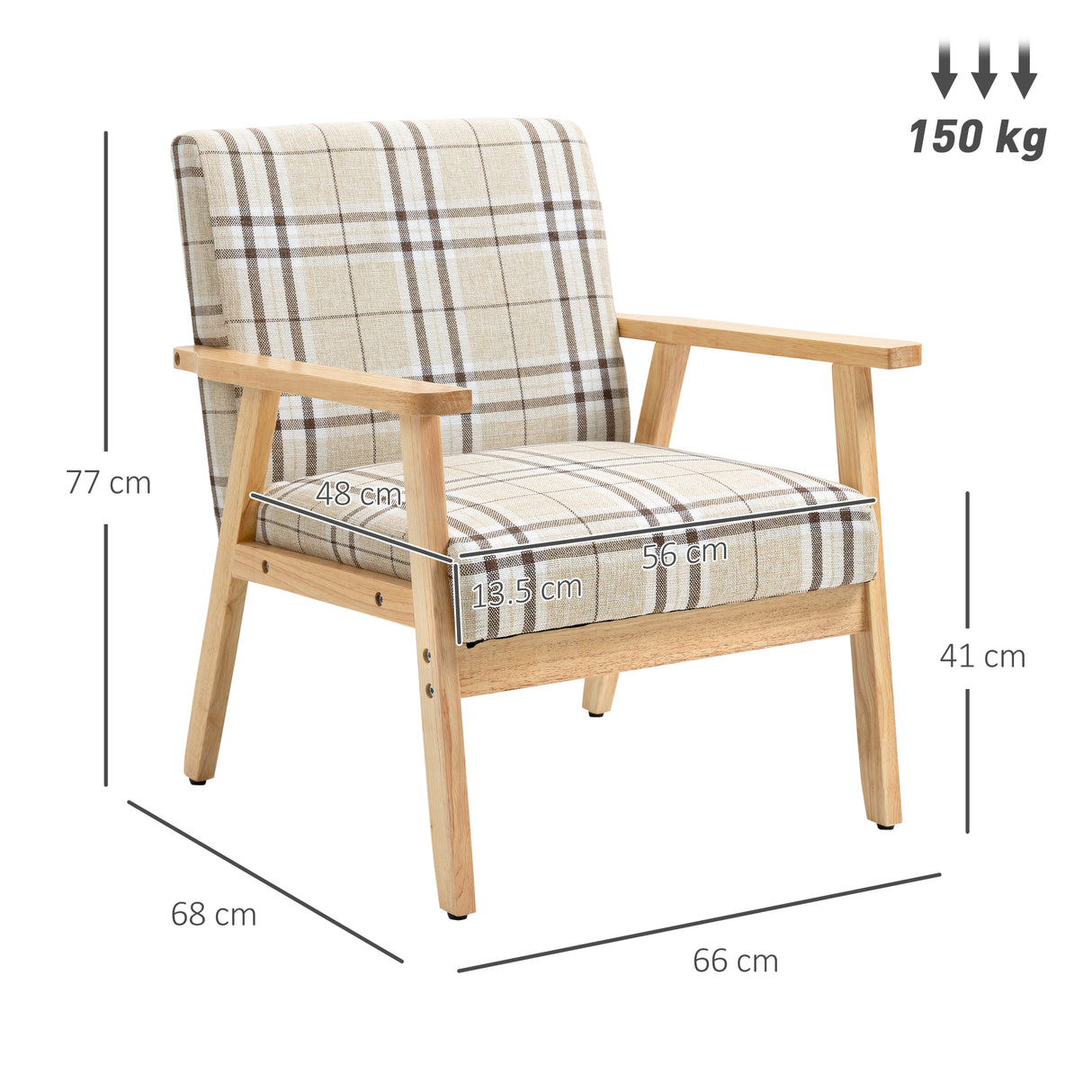 Polyester Fabric Accent Chair With Wooden Frame 66cm Wide - Velmora