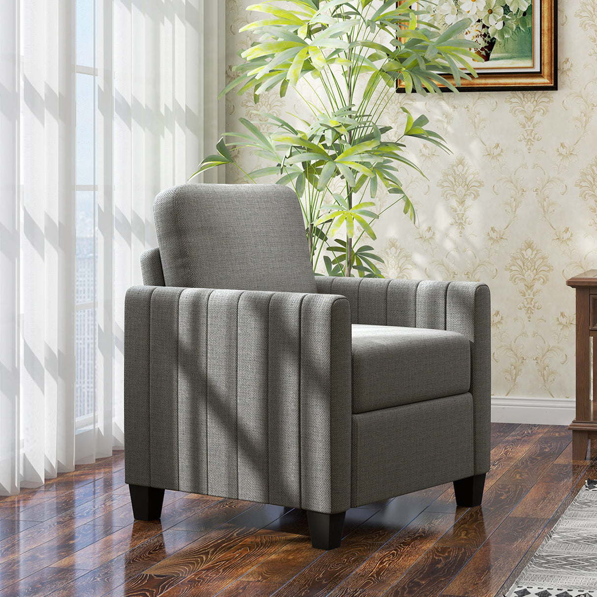 Polyester Fabric Armchair 78cm Wide - Velmora