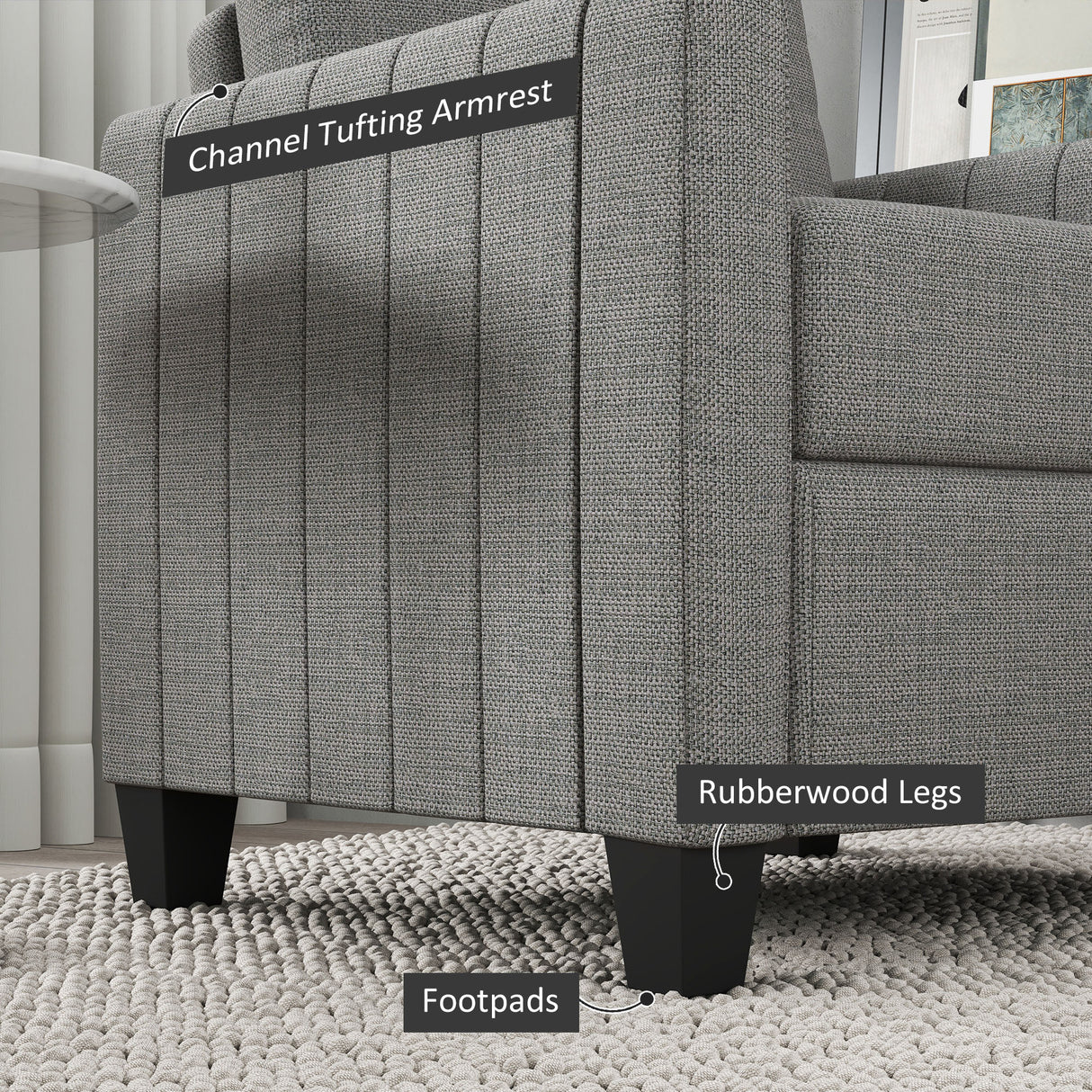 Polyester Fabric Armchair 78cm Wide - Velmora
